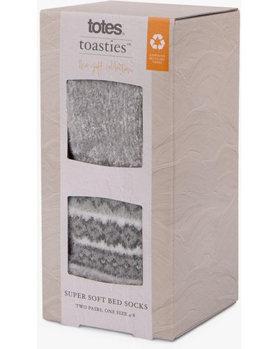 Totes Fairisle And Chenille Supersoft Bed Socks - White