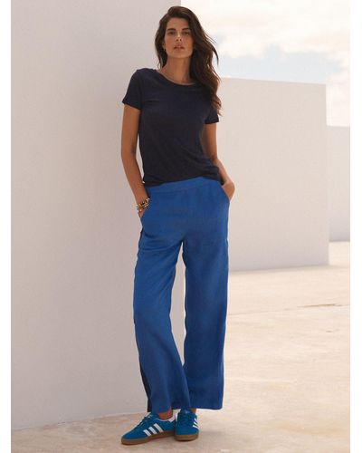 Nrby Thea Side Stripe Linen Trousers - Blue