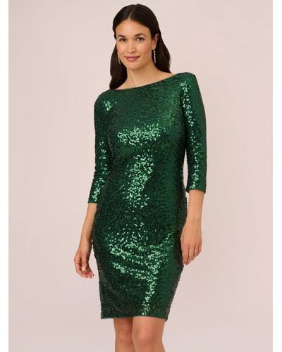 Adrianna Papell Papell Studio Sequin Cowl Back Dress - Green
