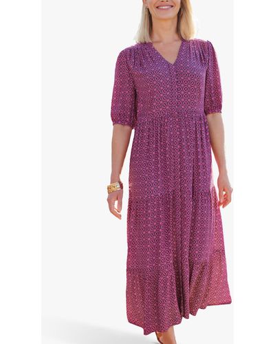 Pure Collection Tiered Maxi Dress - Purple