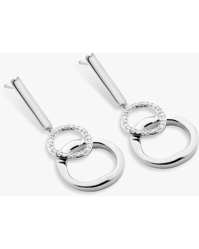 John Lewis Diamond Linked Hoop Drop Earrings - Metallic