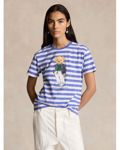 Ralph Lauren Polo Bear Graphic Stripe T-shirt - Blue