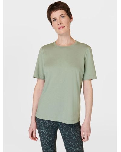 Sweaty Betty Essential Organic Cotton Blend Crew Neck T-shirt - Green