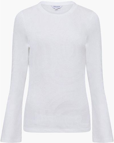 Great Plains Jacquard Jersey Long Sleeve Top - White