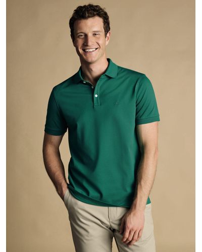 Charles Tyrwhitt Pique Cotton Polo Shirt - Green