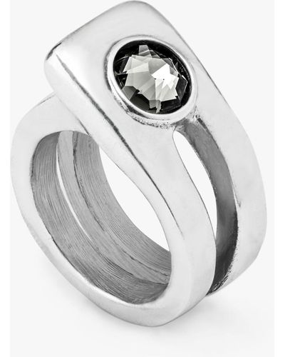 Uno De 50 Independent Faceted Crystal Link Ring - White