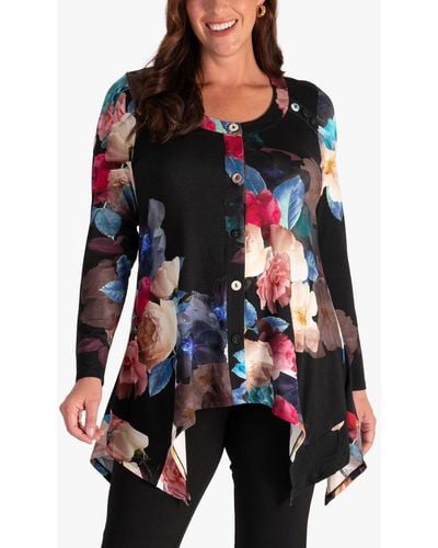 Chesca Melody Print Jersey Top - Black