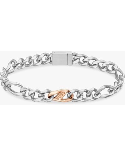 BOSS Rian Figaro Chain Bracelet - White