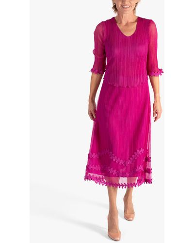 Chesca Mock Layer Daisy Chain Dress - Pink