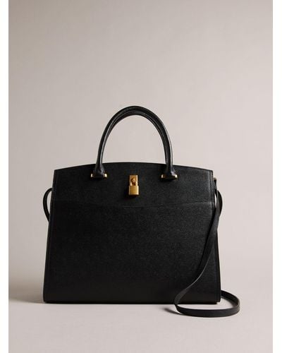 Ted Baker Richmon Large Leather Padlock Handbag - Black