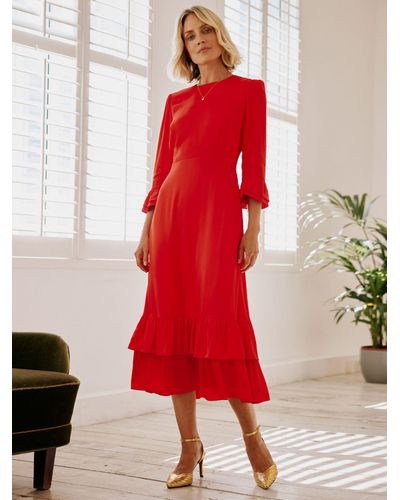 Aspiga Victoria Satin Midi Dress - Red