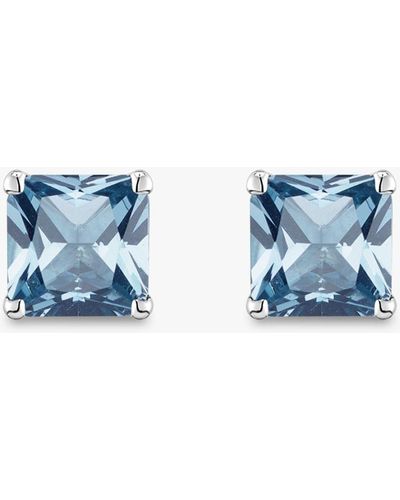 Thomas Sabo 925 Sterling Silver Aquamarine Stone Stud Earrings - Blue