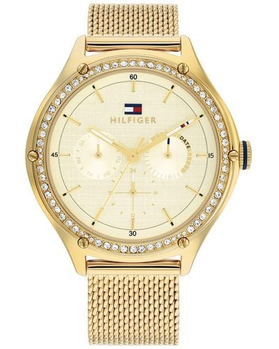 Tommy Hilfiger 1782655 Chronograph Crystal Detail Mesh Strap Watch - Metallic