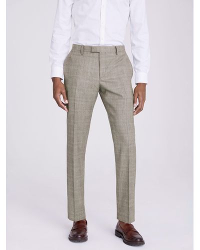 Moss Tailored Fit Wool Blend Check Performance Suit Trousers - Grey