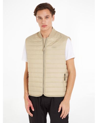 Calvin Klein Crinkle Quilted Gilet - Natural