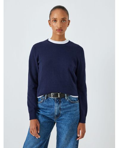 John Lewis Cotton Crew Neck Jumper - Blue