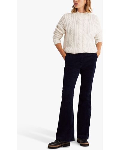 Boden Cord Fitted Flared Trousers - White