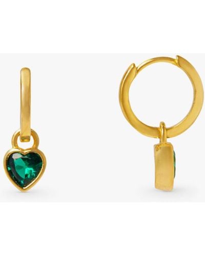 Orelia Emerald Heart Hoop Earrings - Metallic