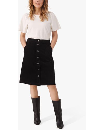 Part Two Palina Cord Knee Length Skirt - Black