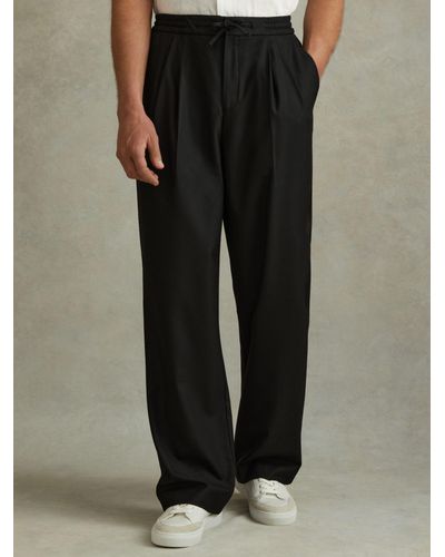 Reiss Arden Relaxed Twill Drawstring Trousers - Black