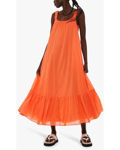 Whistles Rhea Trapeze Midi Dress - Orange