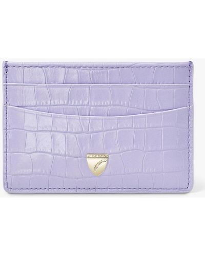 Aspinal of London Croc Leather Slim Credit Card Case - Purple