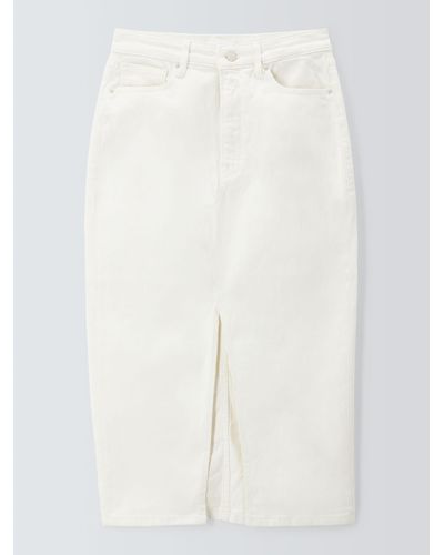 GOOD AMERICAN Slit Front Denim Midi Skirt - White