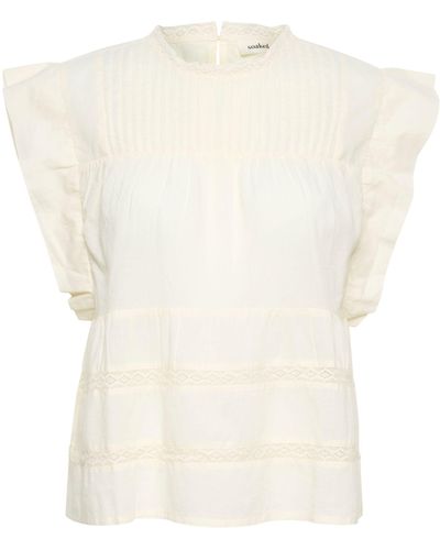 Soaked In Luxury Oliviera Pintuck Lace Trim Blouse - White