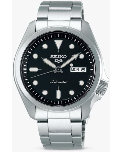 Seiko 5 Sports Automatic Day Date Bracelet Strap Watch - White