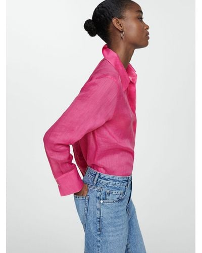 Mango Long Sleeve Satin Shirt - Pink