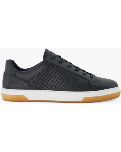 Dune Tie Leather Black Trainers - Blue
