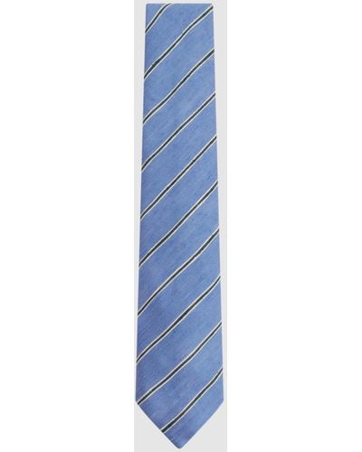 Reiss Ravenna Stripe Silk Blend Tie - Blue