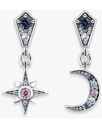 Thomas Sabo Cubic Zirconia Star & Moon Drop Earrings - Multicolour