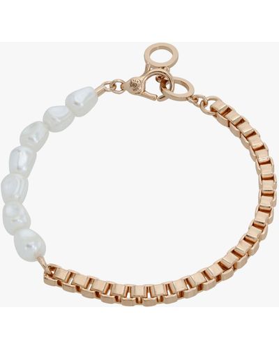AllSaints Faux Pearl Box Chain Bracelet - Metallic