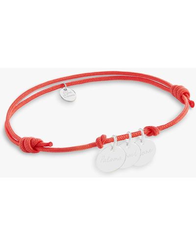 Merci Maman Personalised 3 Disc Charm Braided Bracelet - Red