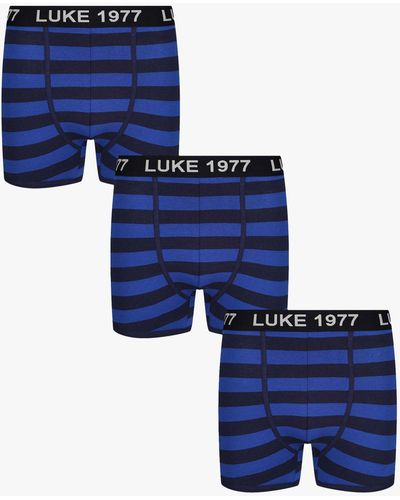 Luke 1977 Niter Striped Cotton Blend Boxers - Blue