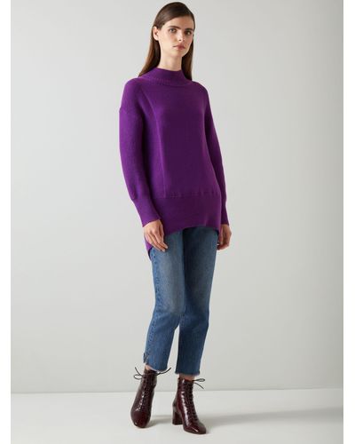 LK Bennett Milly Wool Mix Knitted Jumper - Purple