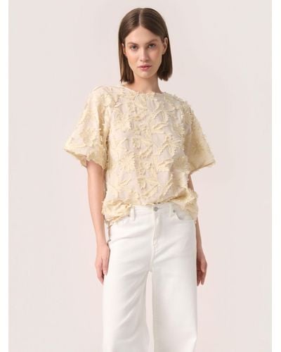 Soaked In Luxury Lucia Textured Cotton Blouse - Natural