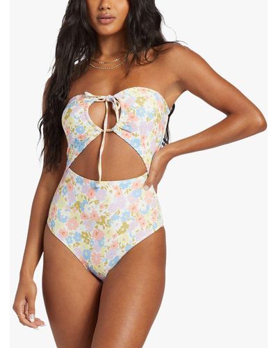 Billabong Dream Chaser Floral Print Cut Out Swimsuit - Brown
