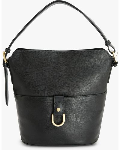 John Lewis Leather Adjustable Shoulder Bag - Black