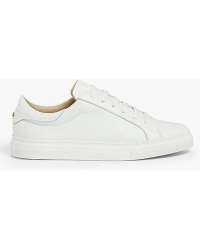 John Lewis Fiona Scalloped Detail Leather Trainers - White