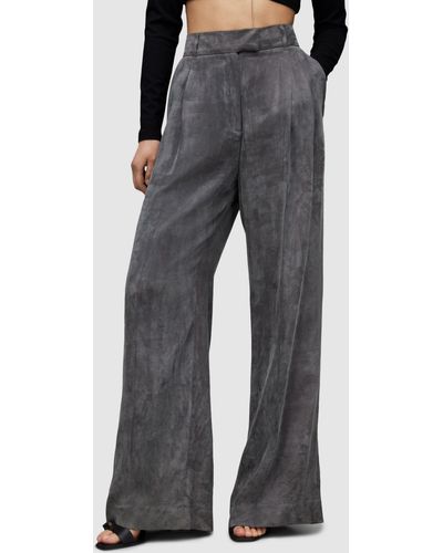 AllSaints Elle Lightweight Wide Leg Trousers - Grey