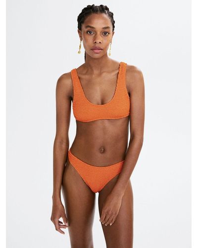 Mango Solene Textured Bikini Bottoms - Orange