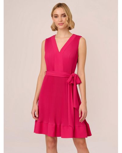 Adrianna Papell Pleated Sleeveless Dress - Pink