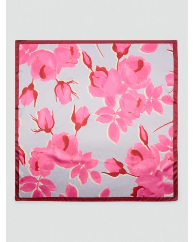 Mango Marzo Floral Square Scarf - Pink