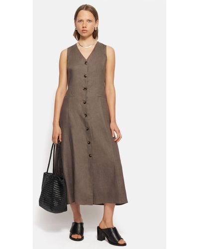 Jigsaw Linen Waistcoat Midi Dress - Natural