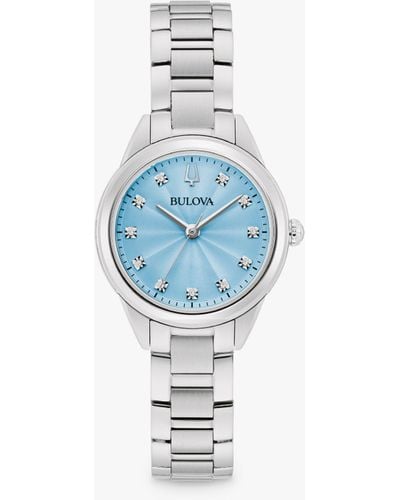 Bulova 96p250 Sutton Diamond Bracelet Strap Watch - Blue