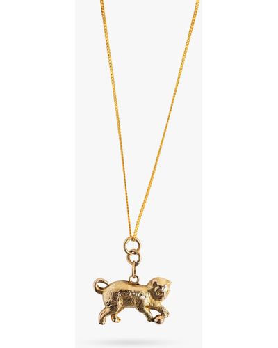 L & T Heirlooms Second Hand 9ct Yellow Gold Cat Charm Pendant Necklace - Metallic