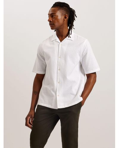 Ted Baker Oise Short Sleeve Textured Shirt - White