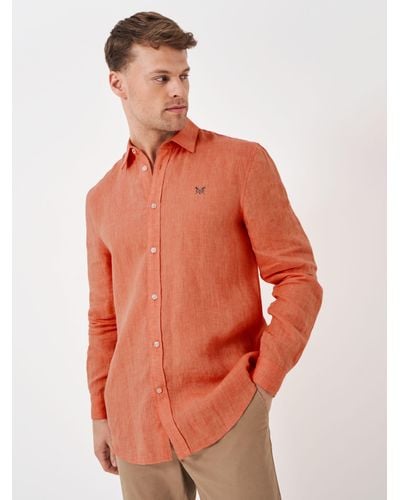 Crew Long Sleeve Linen Classic Shirt - Orange